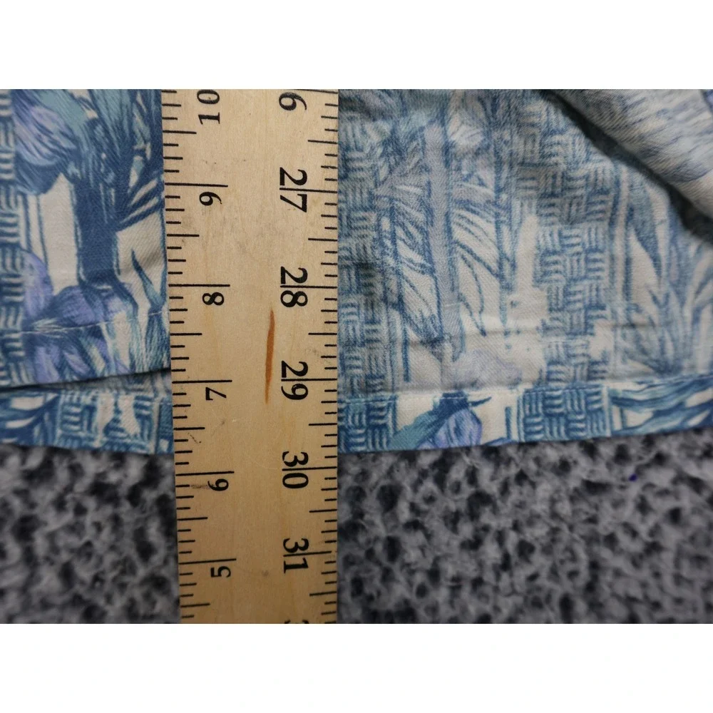 Tasso Elba Island Shirt Mens Large Blue‎ Excellent Silk Linen Tropical Floral